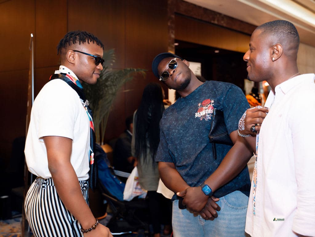 Guests networking at the exhibition