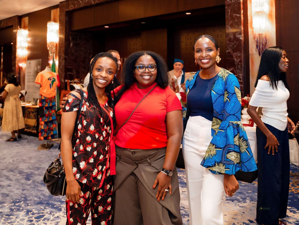 Guests celebrating together at the exhibition