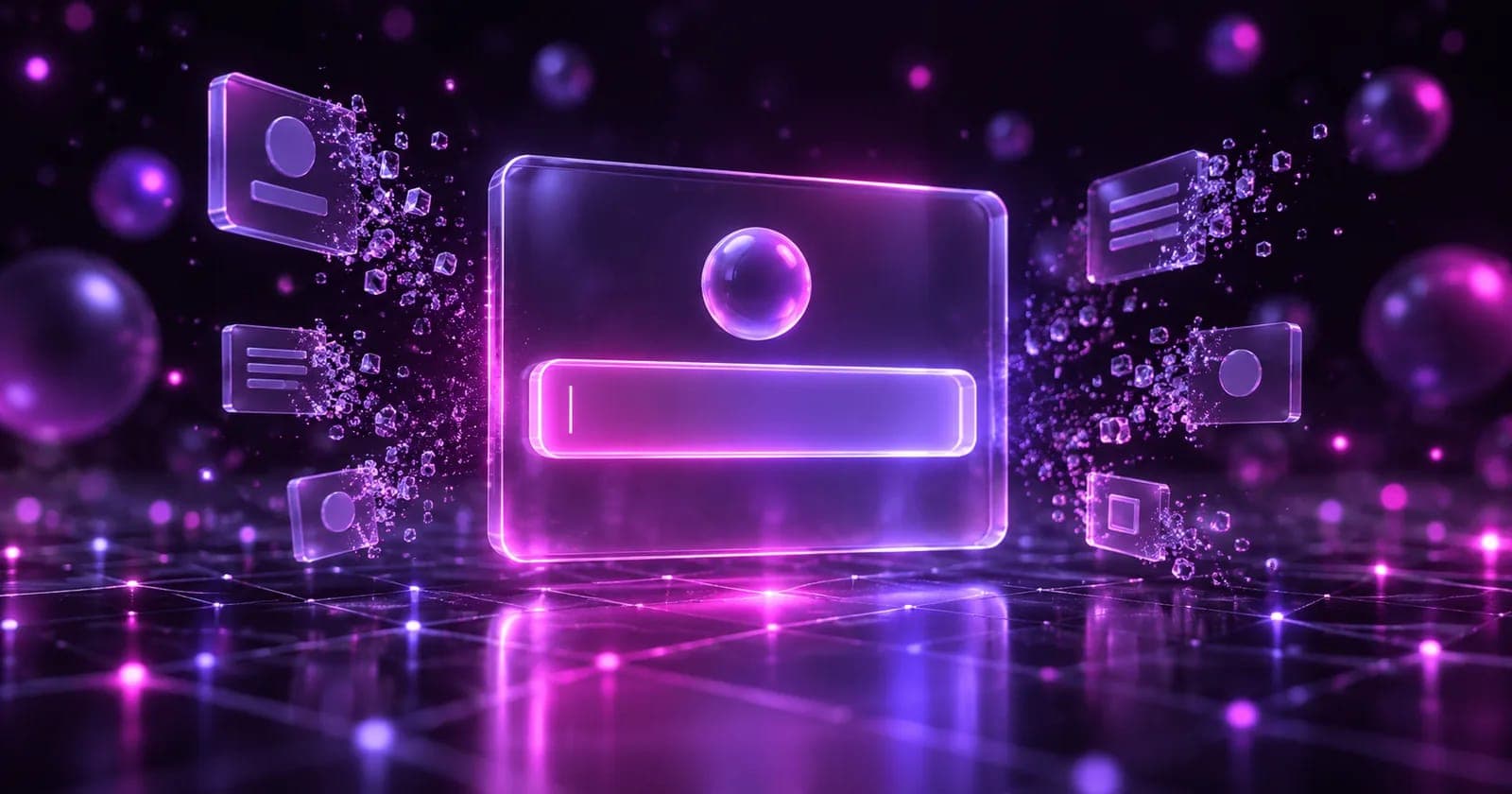 Glowing 3D contact panel with one clear field as clutter dissolves, representing contact page optimisation