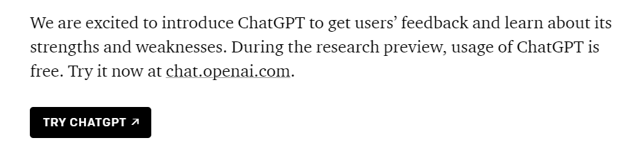 screenshot of OpenAI statement that says usage of ChatGPT is free