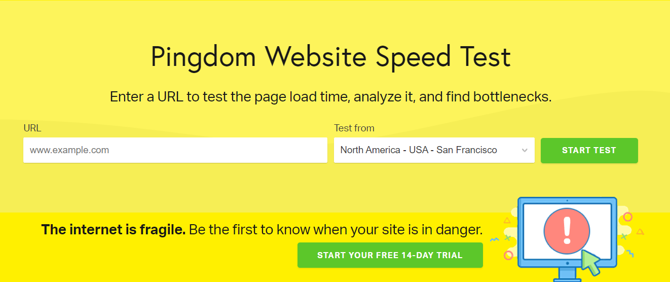 Pingdom website speed test screenshot